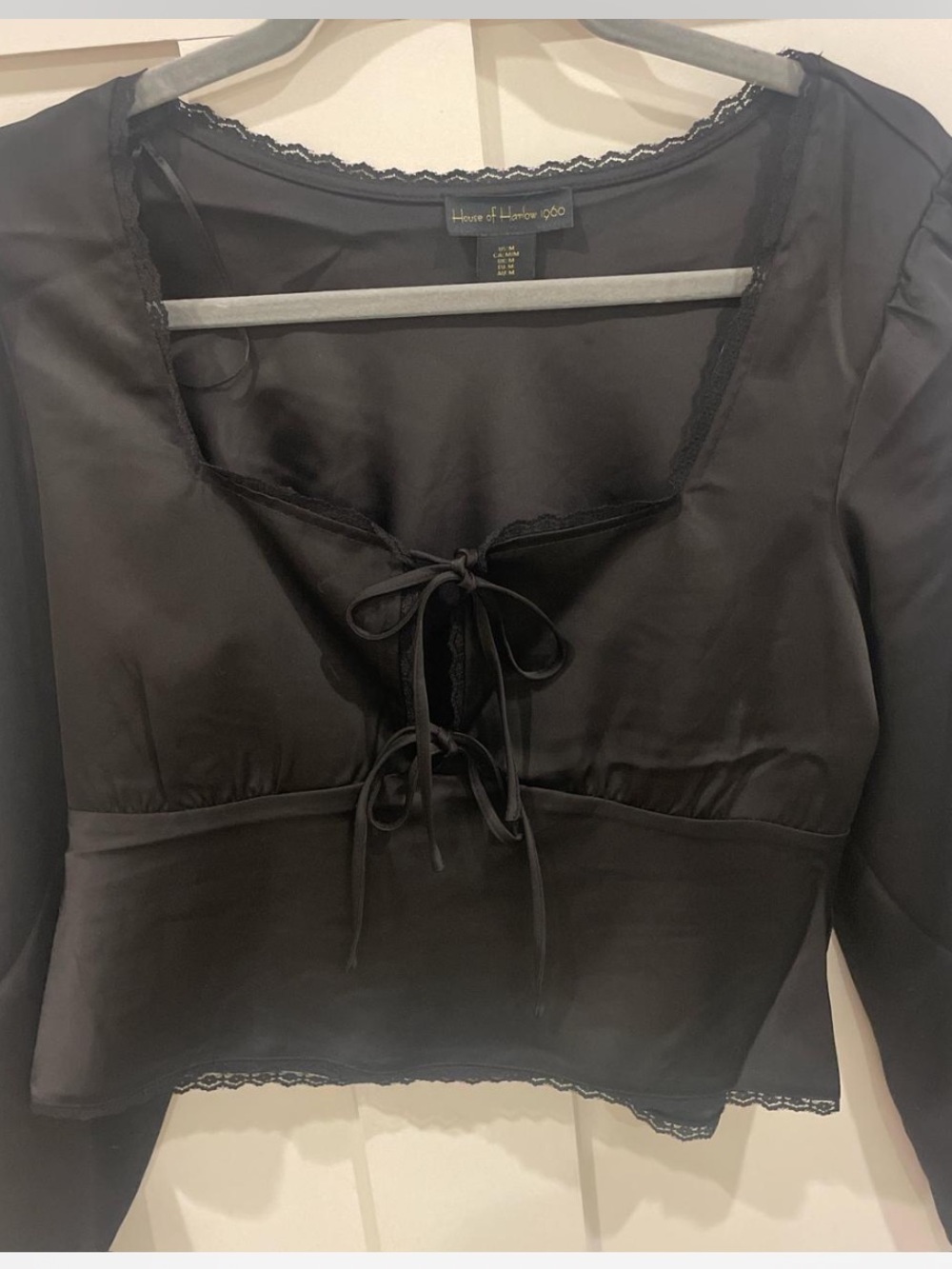 House of Harlow 1960 Black Lace-Trim Blouse